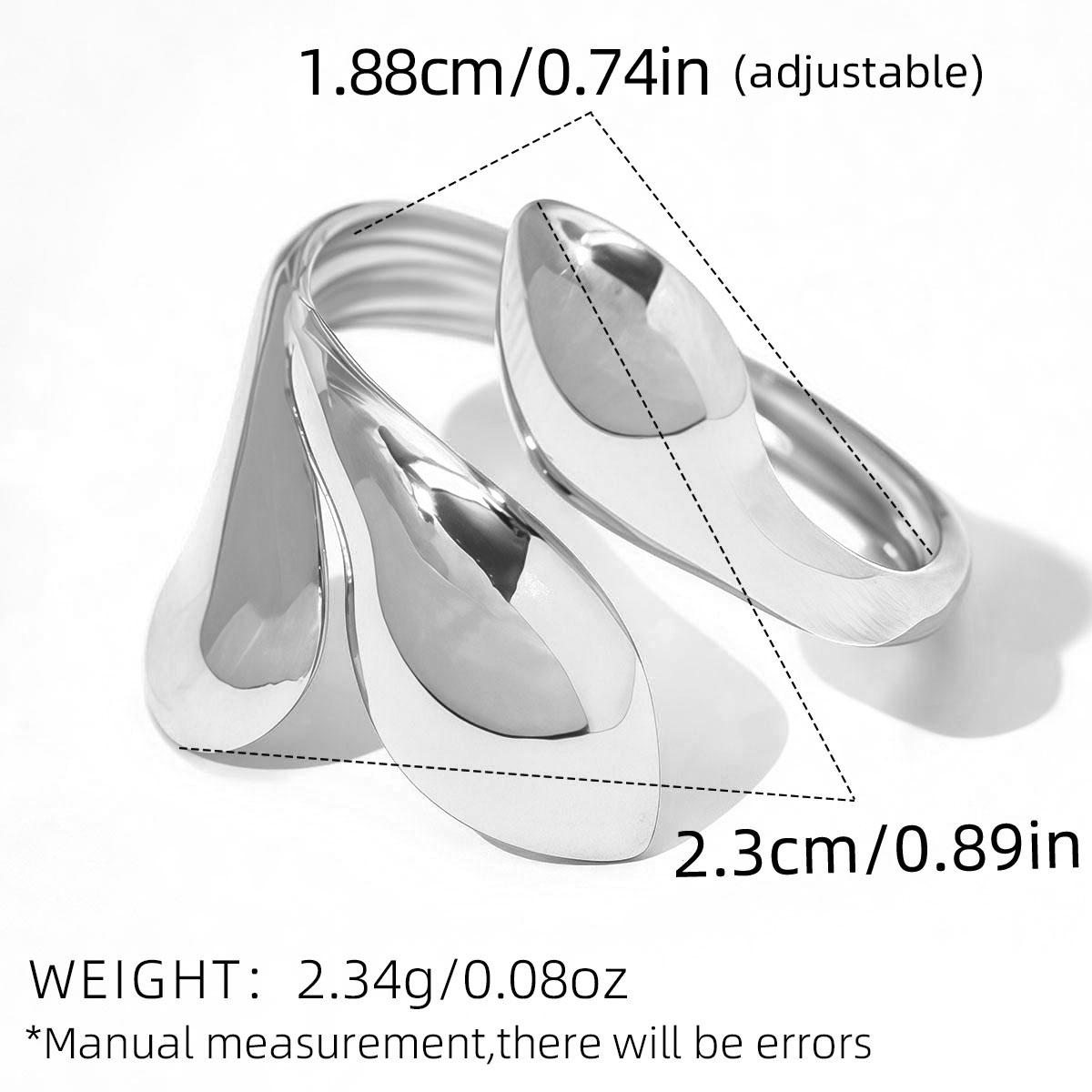 

Fashion Geometry Design Stainless Steel Open Ring 18K PVD Plated Smooth Metal Personalized Waterproof Zircon for Women Gift resizable