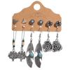 Bohemian Vintage Tibetan Silver Color Earring Sets For Women Ethnic Geometric Heart Shape Leaf Shell Drop Earrings Jewelry Gifts