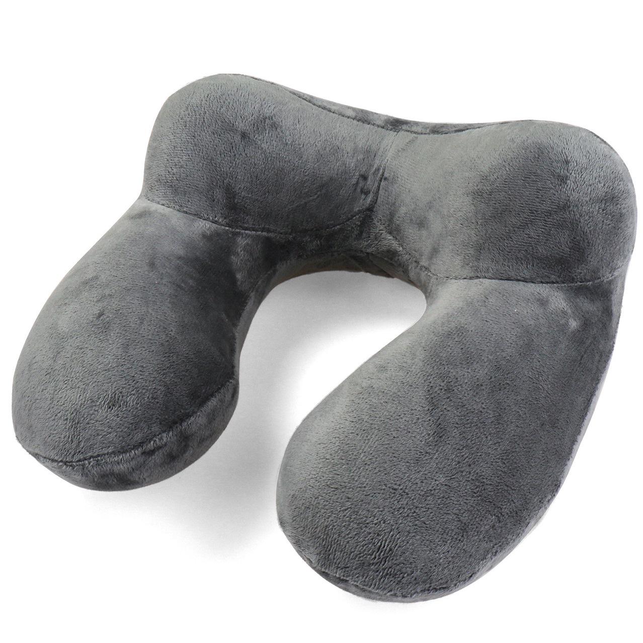 

Подушка для путешествий Camelback U-образной формы: Надувная поддержка шеи для путешествий на самолете With Sleep Mask, Earplugs, Storage Bag темно серый