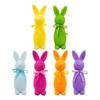 Flocked Easter Bunny Figurine Rabbit Statue Easter Decor Cute Foam Desktop Ornament for Bedroom Home Desk Shelf Living Room