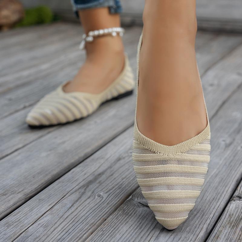 Scarpe Basse a Punta Larga in Maglia da Donna - Mocassini Casual Traspiranti per Primavera/Autunno, Scarpe Comode per Tutti i Giorni