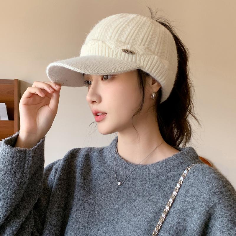 Autumn and Winter Hat Women's Solid Color Cap Fashion Knitted Hat Fleece Thickened Thermal Hat