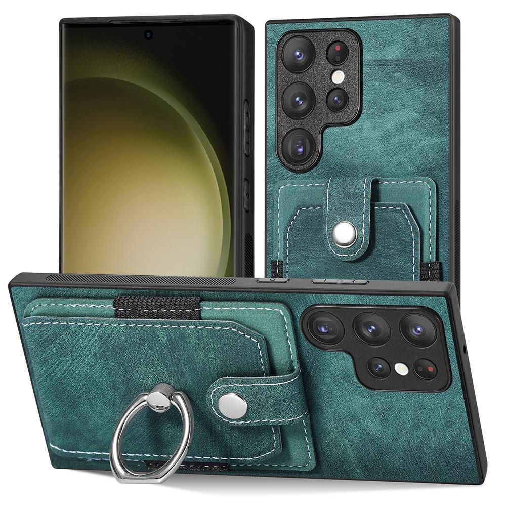 

Чехол-кошелек со слотом для карт Samsung S23 S22 Ultra S21 S20 Fe A14 A34 A54 A13 A23 A33 A53 A12 A32 A52/iphone 14 13 12 11, кожаный чехол с держателем для кольца на палец Poco X5pro зелёный