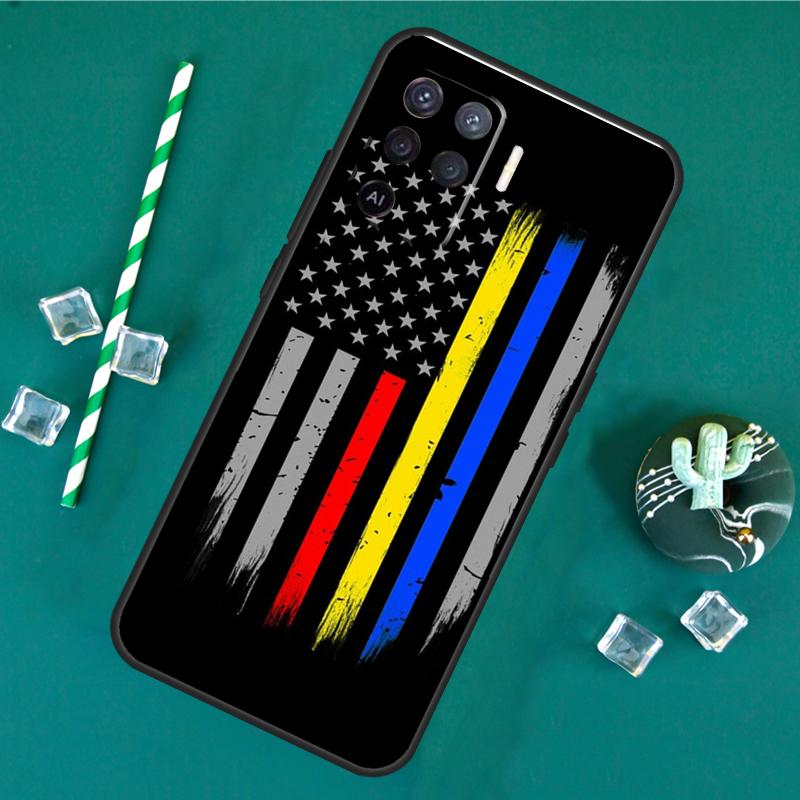 Police Thin Blue Line American Flag Phone Case For Oppo A18 A38 A58 A78 A98 A40 A60 A80 A91 A15 A17 A74 A94 A54 A57S A16 A76 A96
