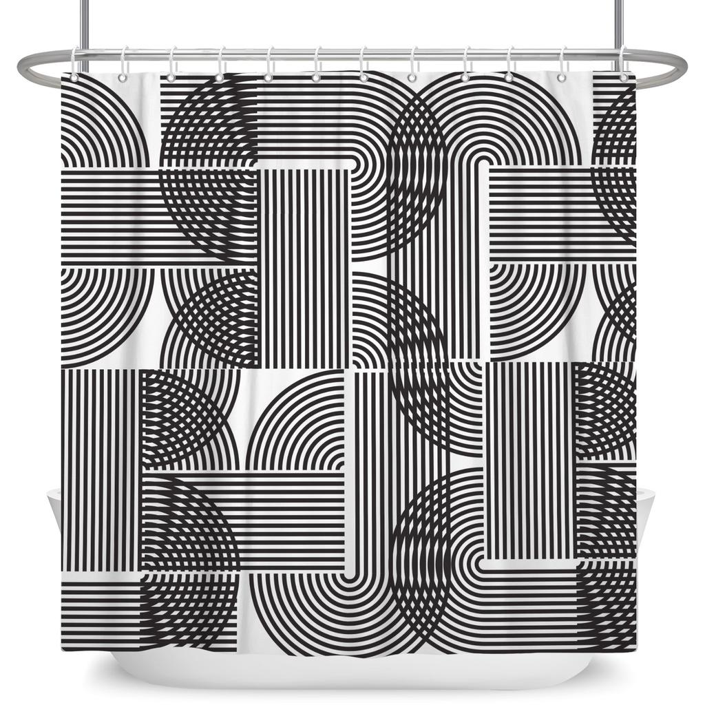 3d Bathroom Curtains Colorful Geometry Shower Curtains Waterproof Polyester Fabric With Hooks Home Decor Washable Bath Curtain