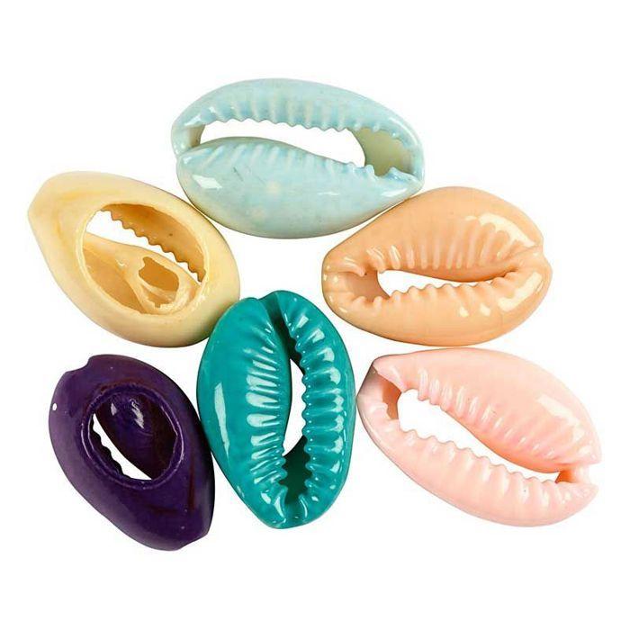 Breloque intercalaire - Multicolore - 6 pcs - Cauris authentiques - Excellente qualité - Mixte