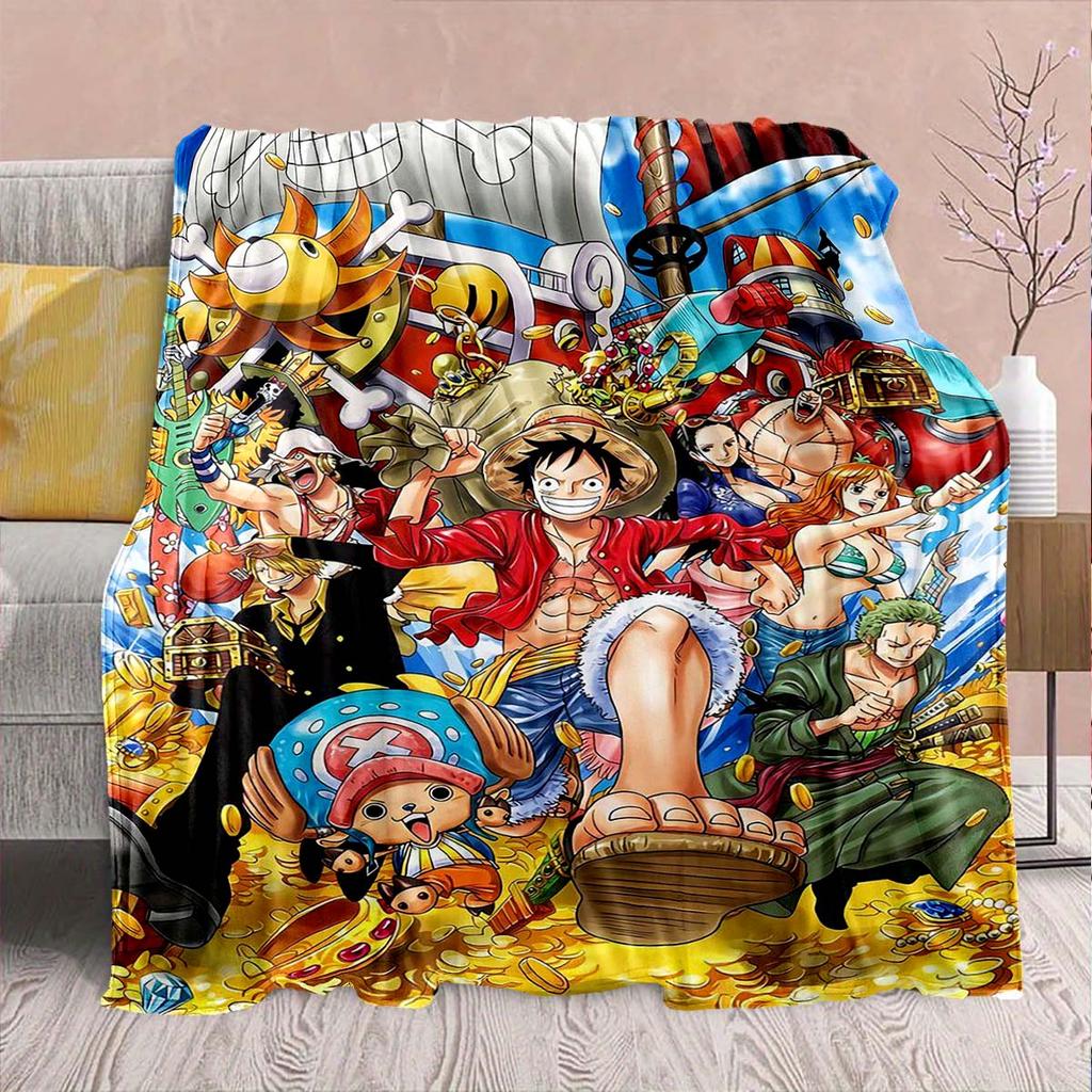 Manta de Franela del Anime One Piece - Suave Cálida Perfecta para Sofá, Ropa de Cama Camping Viaje Oficina Decoración del Hogar -QJY