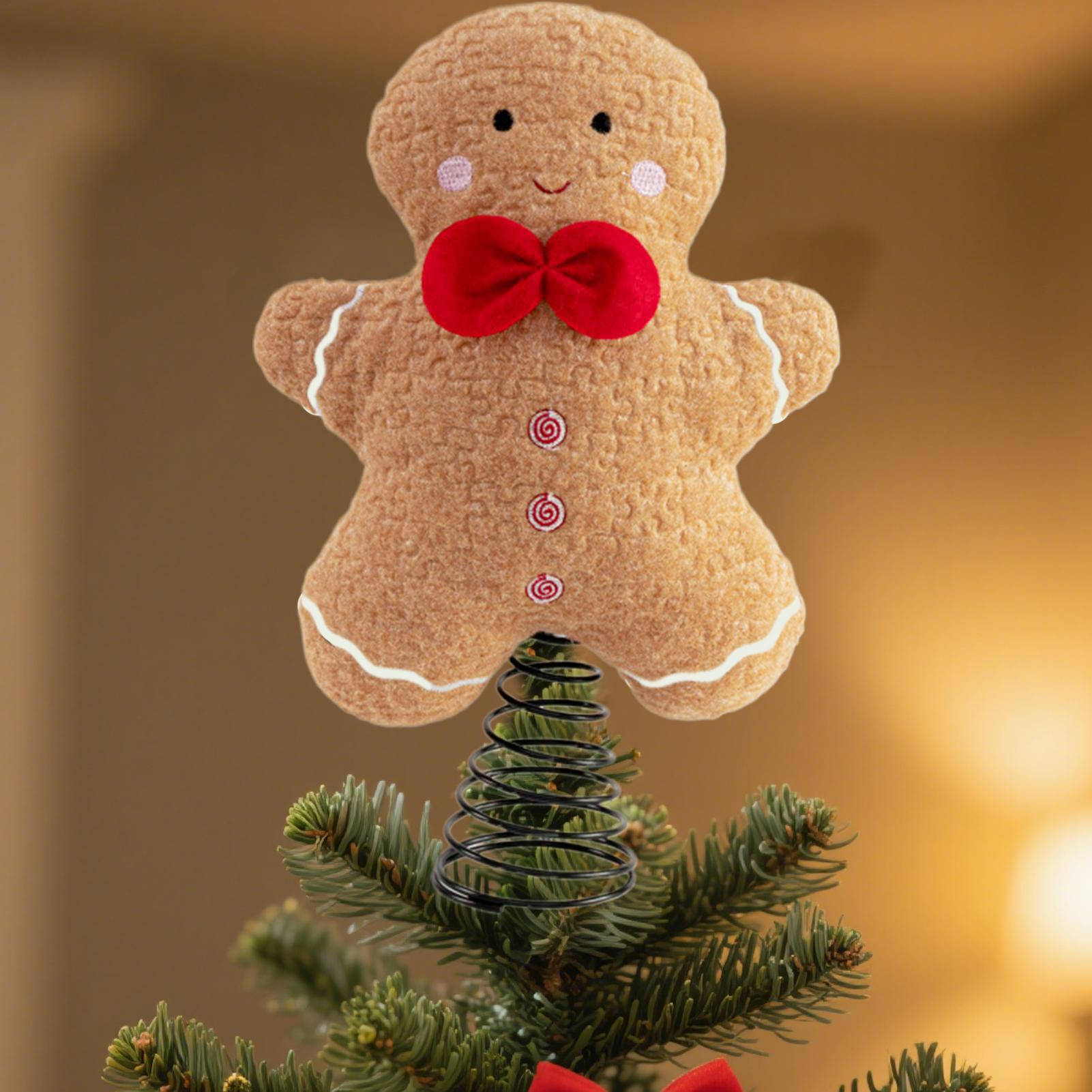 

Tree Topper Party Gingerbread Treetop Ornament Plush Cute Ornaments for Holiday Fireplace Bookshelf Winter Dining Table Indoor China Mainland