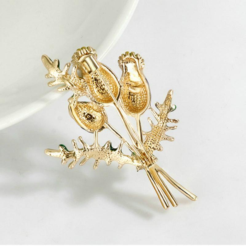 Blucome Bouquet Enamel Brooch Flower Pins Alloy For Women Men Wedding Party Holiday Corsage Collar Hat Accessories Bijoux Present