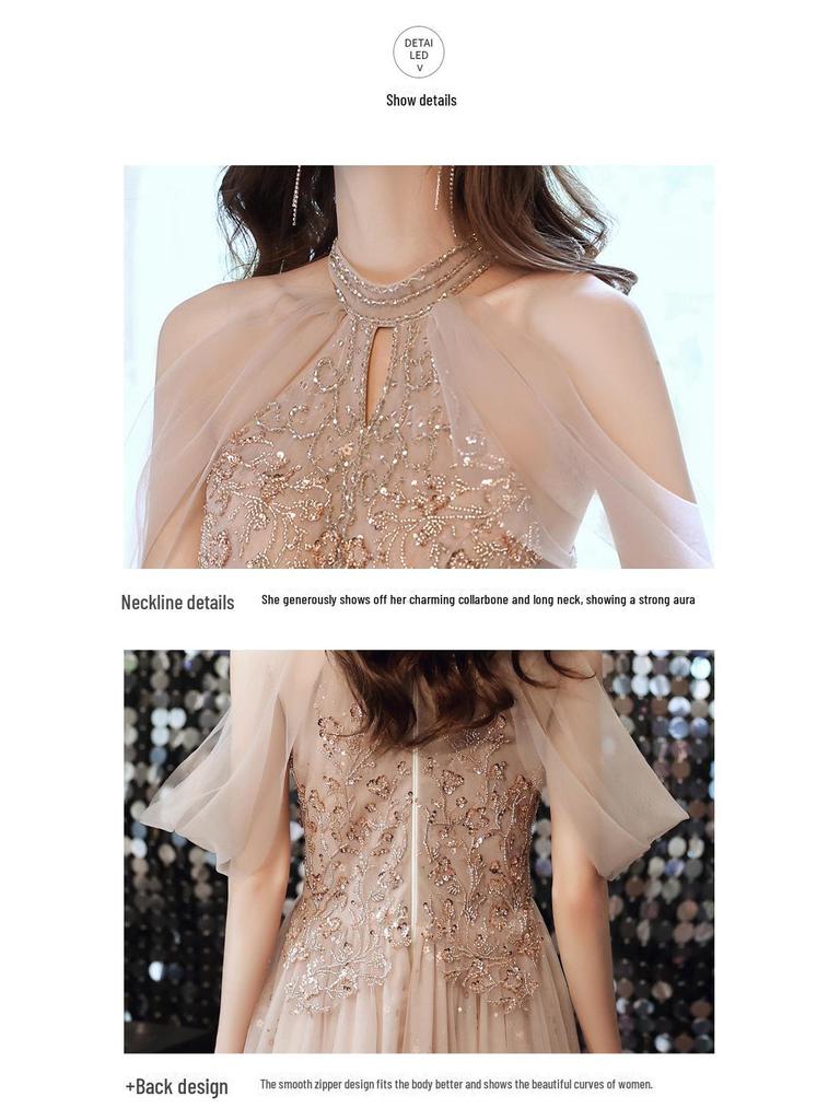 Šampaňské večerní šaty: Jarní banket 2025 Šaty pro družičku a hostitelku