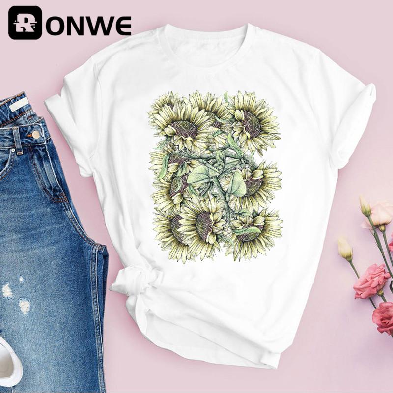 Women Graphic Flower Floral 3D Print T-shirt Girl Funny 90S Print Tops Tee Drop Shipping T-Shirts