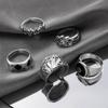 5 Pieces Punk Poker Billiards Rings for Women Funny Goth Hip Hop Retro Fashion Male Couple Birthday Festival Jewelry