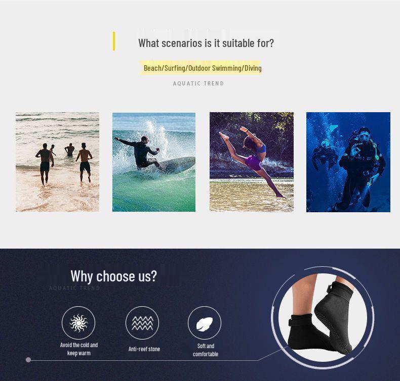Professional Non-Slip Diving Socks - 3mm & 5mm Thick, Wear-Resistant, Cut-Resistant, Mid-Calf for Surfing & Wading