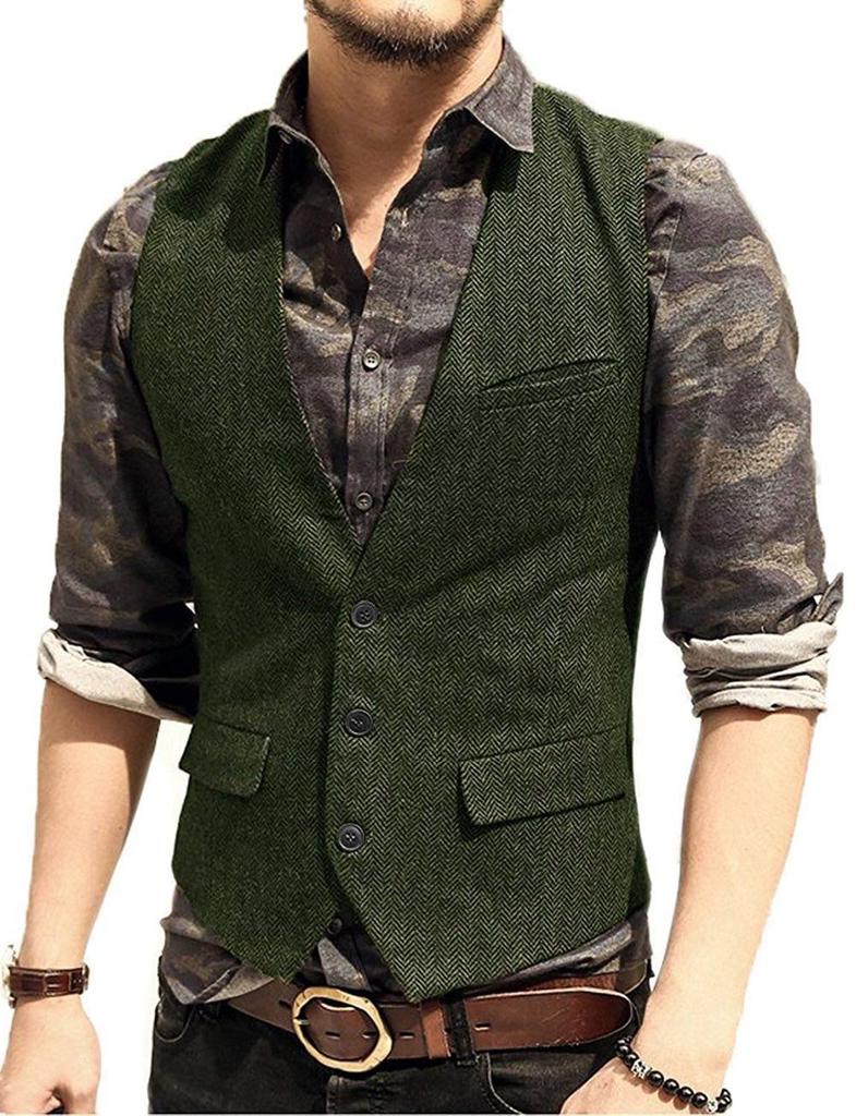 Men's Slim Fit Single-Breasted Casual Vest - Ideal for Groom and Groomsmen
