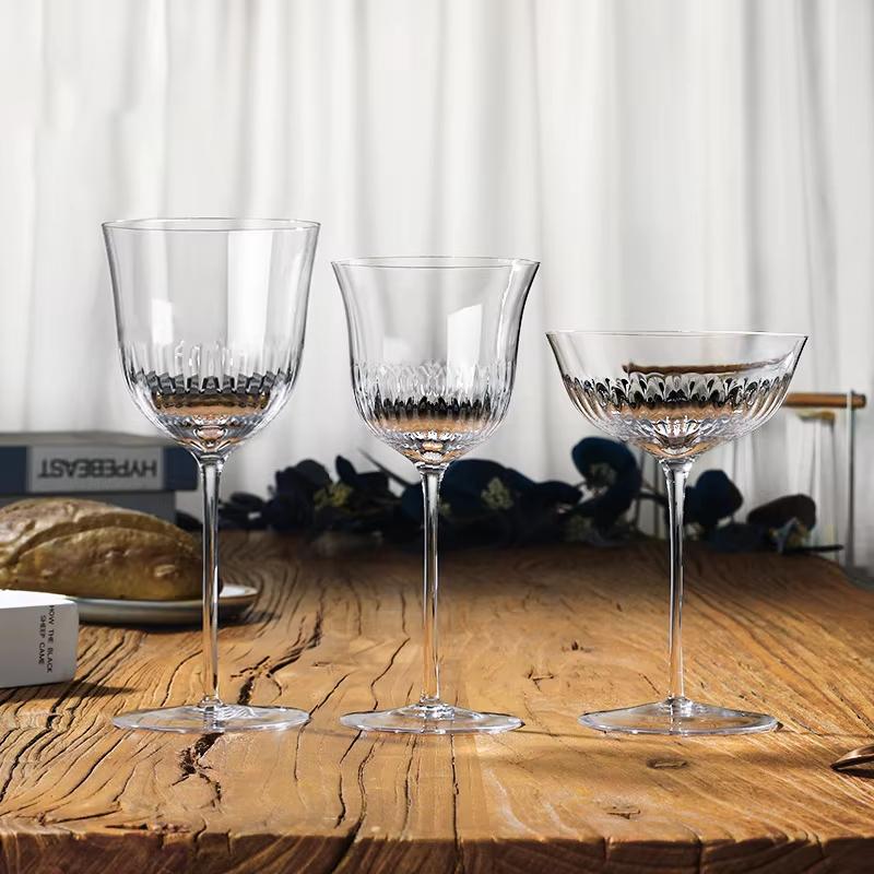 Clear/Green Hand-blown Crystal Glass Champagne Glasses Goblet Ice Cream Glasses Tulip Intersuppressed Red Wine Gl