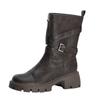 2025 winter new mid-tube knight boots women's platform locomotive boots Internet celebrity belt buckle Korean version leather boots women's outer wear