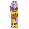 1PC Cartoon Giraffe Animal Pattern 750ml Color Plastic Sports Water Bottle Leakproof Flip Straw Lid Suitable for Sports Office Home Use