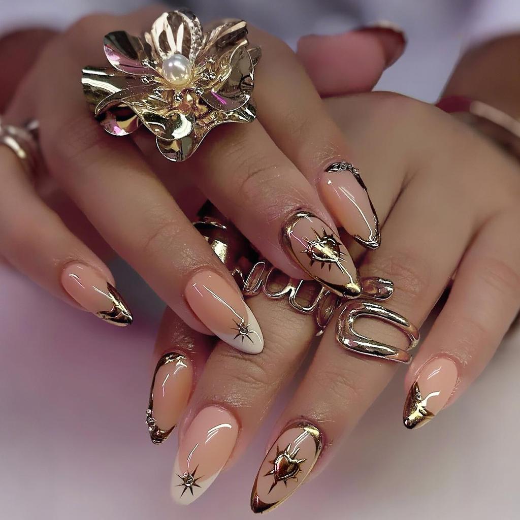 High-End French Almond Press-On Nails - Medium-Long, Stylish & Elegant