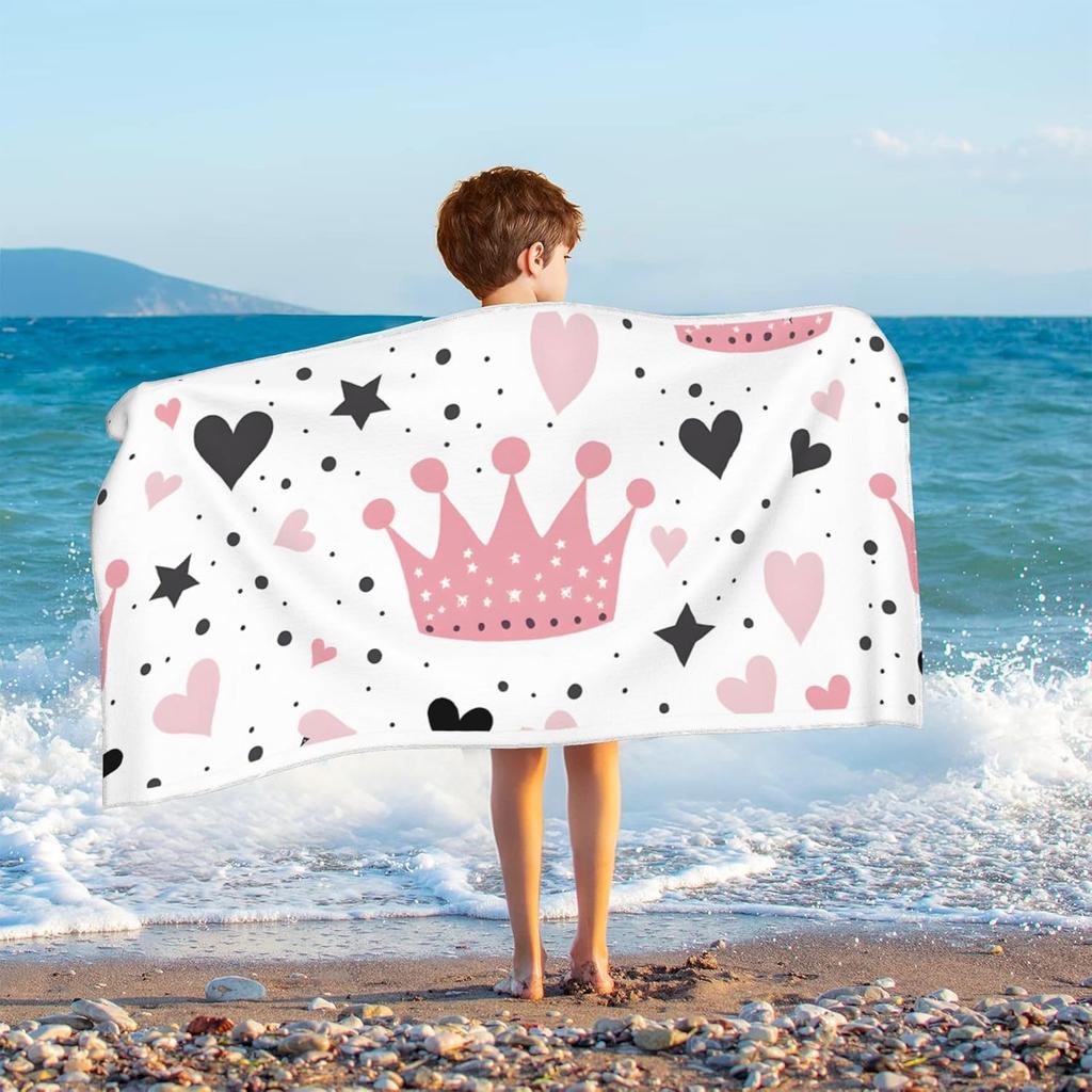 Pink Fruit Cherry Kids Beach Towels Microfiber Beach Towels for Boys Girls Sand Free Absorbent Toddler Pool Towels Bath Towel