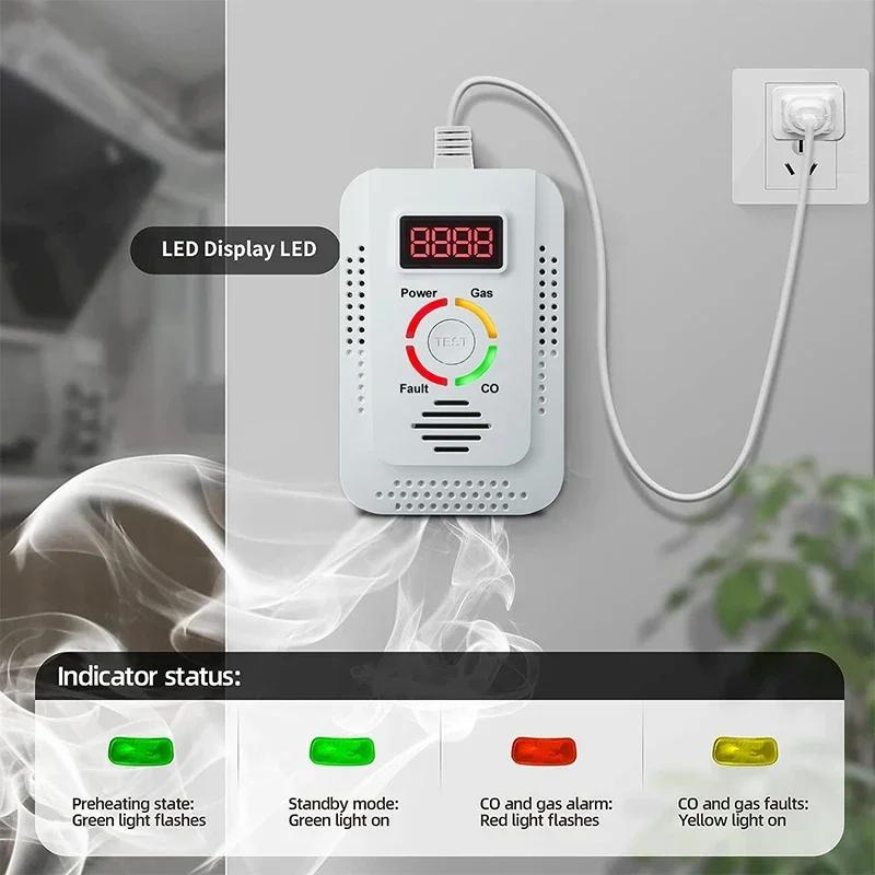 Smart Natural Gas CO Methane(CH4) Detector Combustible Gas Leak Monitor High-Sensitivity for Kitchen Safety Alarm Device