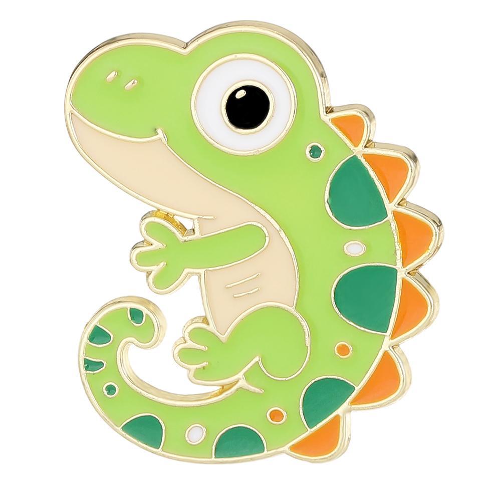 

Cartoon Green Yellow Colors Lizard Shaped Enamel Brooches Funny Cute Women Girls Animal Golden Pins