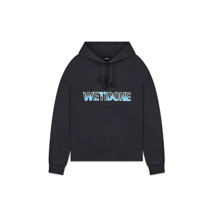 WE11DONE Classic Hooded Sweatshirt With Logo Print Unisex sweatshirts Black WD-TP5-19-500-BK