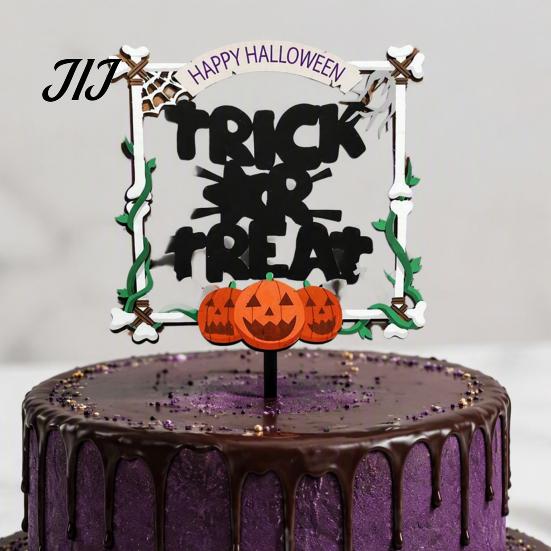 DIY Halloween Party Cake Supplies Topper, Acrylic Castle Bat Skull Cupcake Decoration for Party, Decorative Toppers Parties Spooky Birthday
