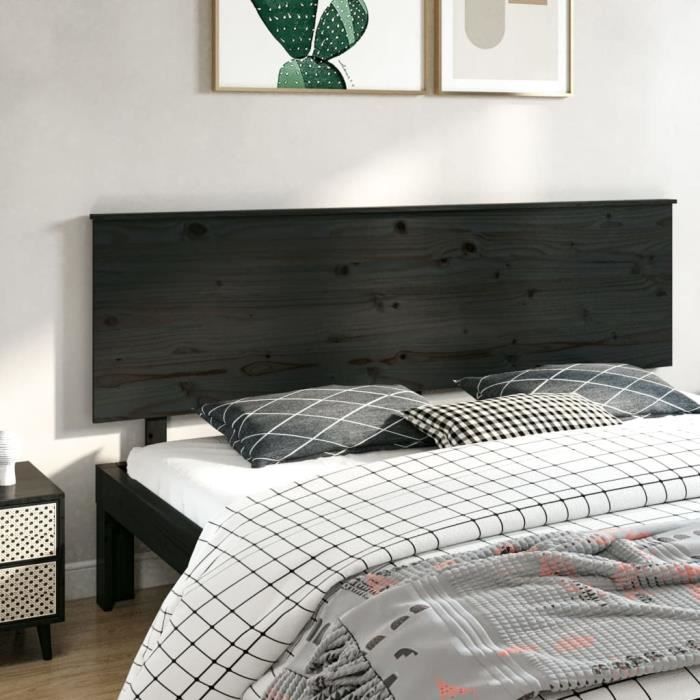 VidaXL Headboard Black 204x6x82.5 Cm Solid Pine Wood 819194