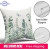 Eucalyptus Leaves Cushion Covers 18X18 Inch Set Of 2 Sage Green Leaf Butterfly Pillow Cases Spring Summer Floral Pillow Covers