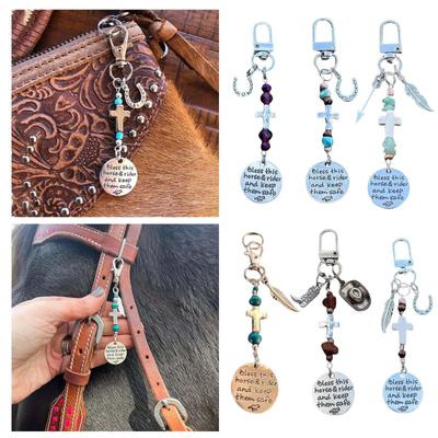 Clip de charme de selle et de bride de cheval, bénissez-ce cheval et cavalier gardez en sécurité les cadeaux de charme de selle de bride pour le cavalier