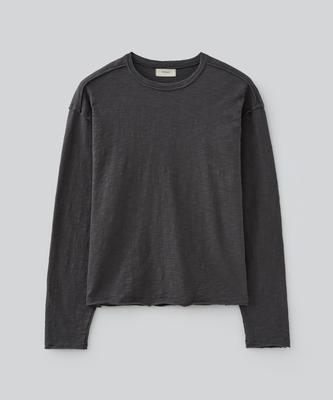 Pabeulega Cutoff Crop Long Sleeve (Charcoal)