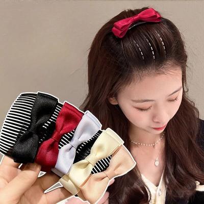 Süße Schleife Haarkamm Clip Koreanisch Einfach Hinterkopf Gebrochenes Haar Kopfschmuck Frauen Mädchen Haaroberteil Clip Stirn Pony Haarkamm