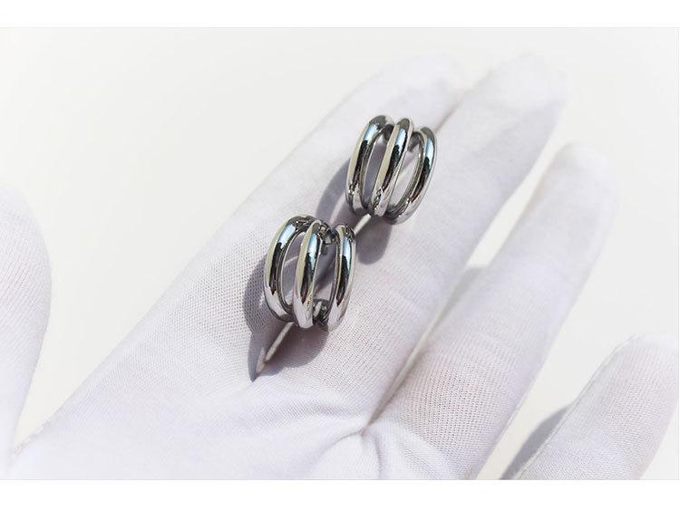 Real Gold-Plated Copper Crazy Sister Classic Three-Tube Earrings: Women's C-Shaped Hoop Silver Needle 300