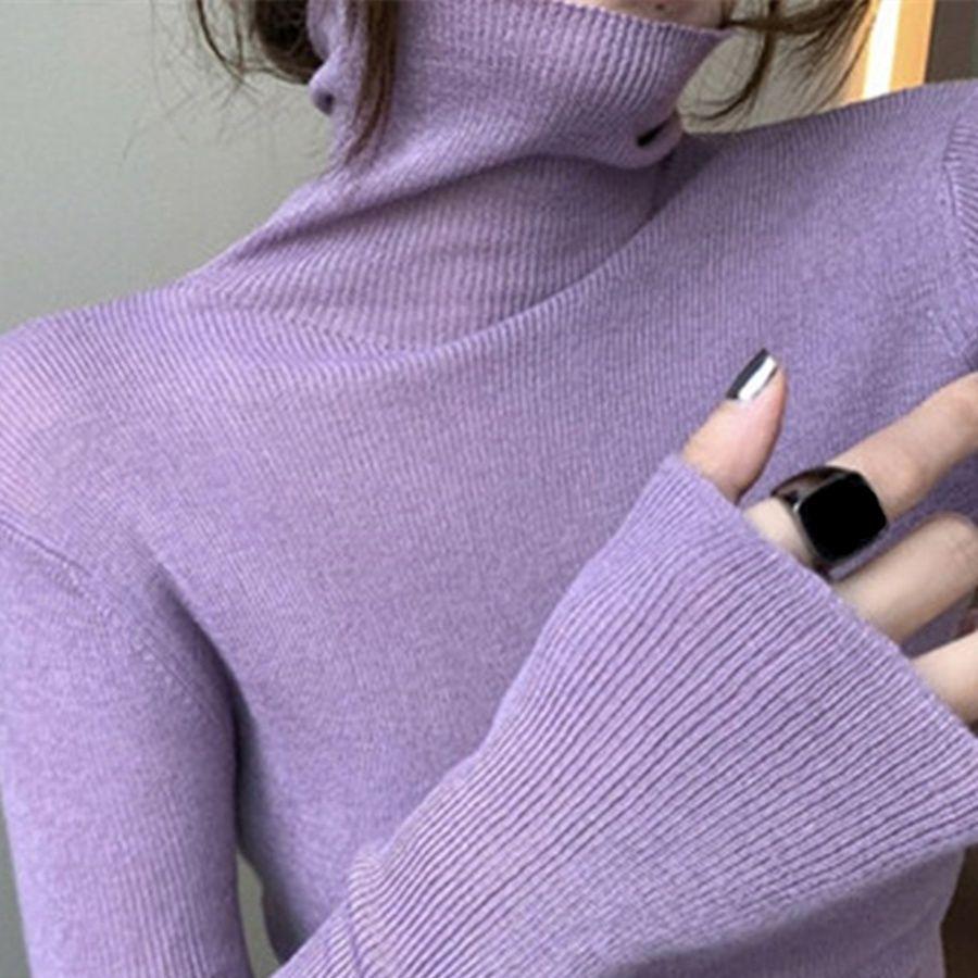 2025 Women's Slim Fit Cowl-Neck Knitted Sweater - Soft High Neck Autumn/Winter Top