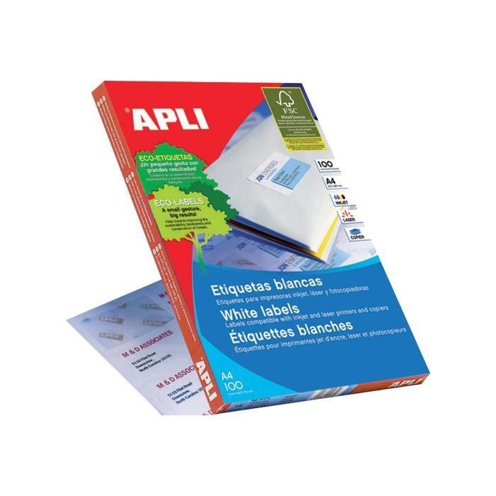Apli paper auto-adhésif blanc 99.1 x 38.1 mm 1400 étiquette(s) (100 feuille(s) x 14) étiquettes