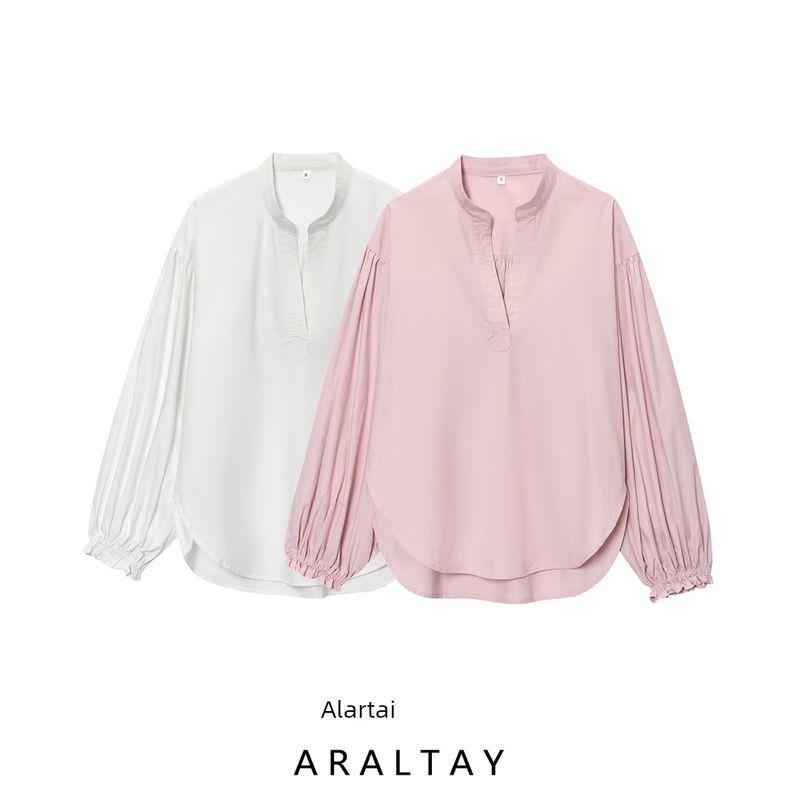 Araltay New Arrival Fashion Style Women's Clothing Fashion All-Match V Neck Puff Sleeve Shirt Tops 1268594002