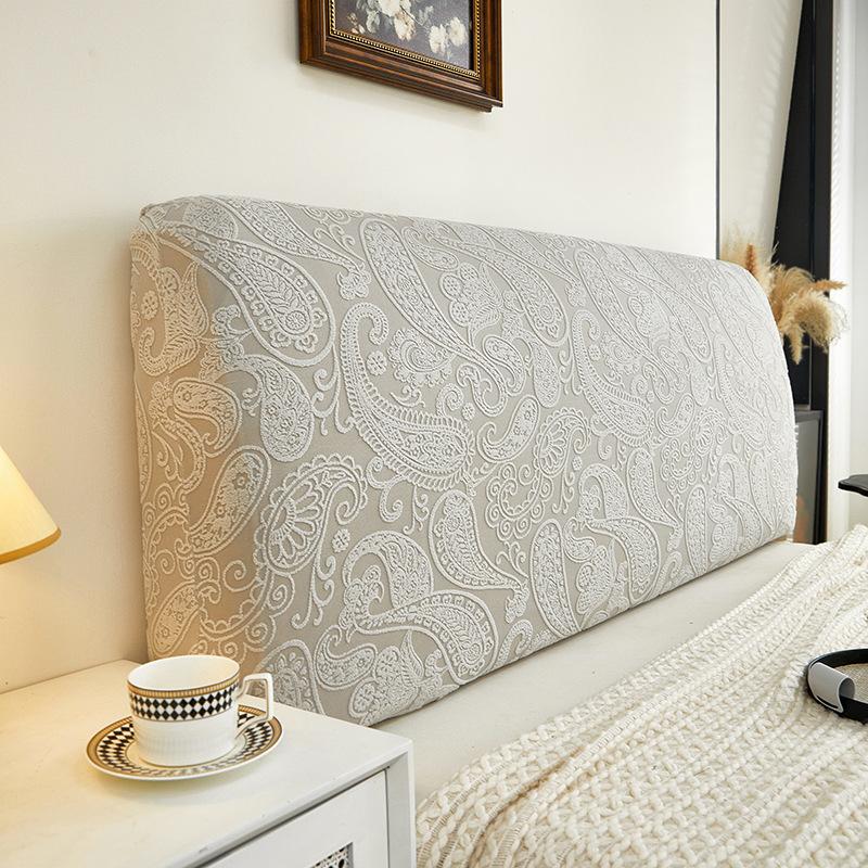 

All-inclusive Headboard Cover Soft Elastic Jacquard Head Cover Nordic Home Decor Solid Color Bed Back Dust Protector Cover wide1.2M