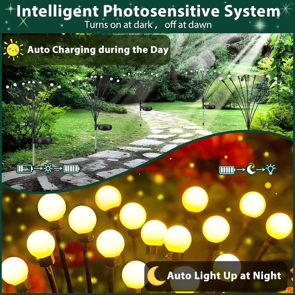 8pcs Outdoor Lights Solar Lawn Lamp Garden Lamp LED Wind-driven Firefly Ground Plug Lamp for Garden Lawn Landscape Holiday Light