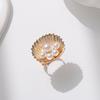Hot Sale Imitation Pearl Open Ring Fashion Creative Geometric Ocean Vacation Conch Adjustable Jewelry