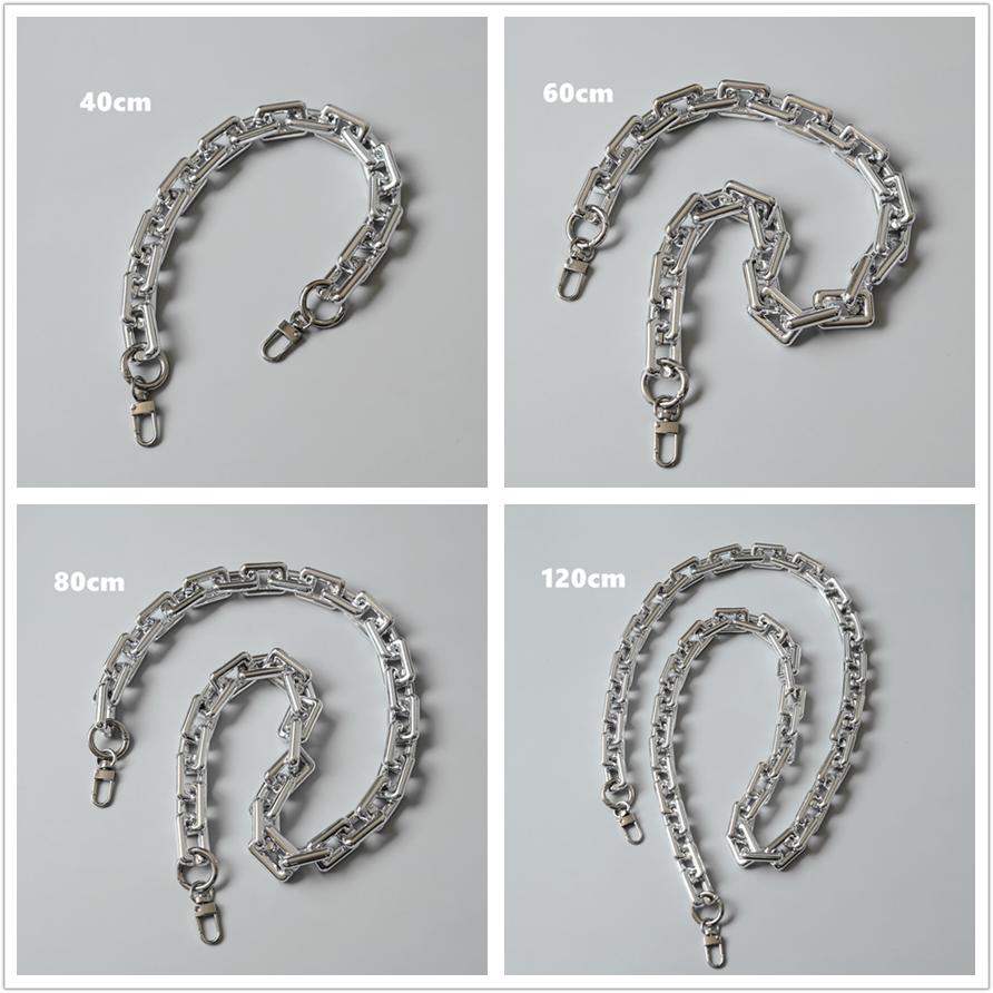 Lanț de accesorii pentru geantă de mână pentru femeie, de înlocuire detașabilă, curea din acril argintiu rece, lanț de rășină solidă pentru umăr pentru femei