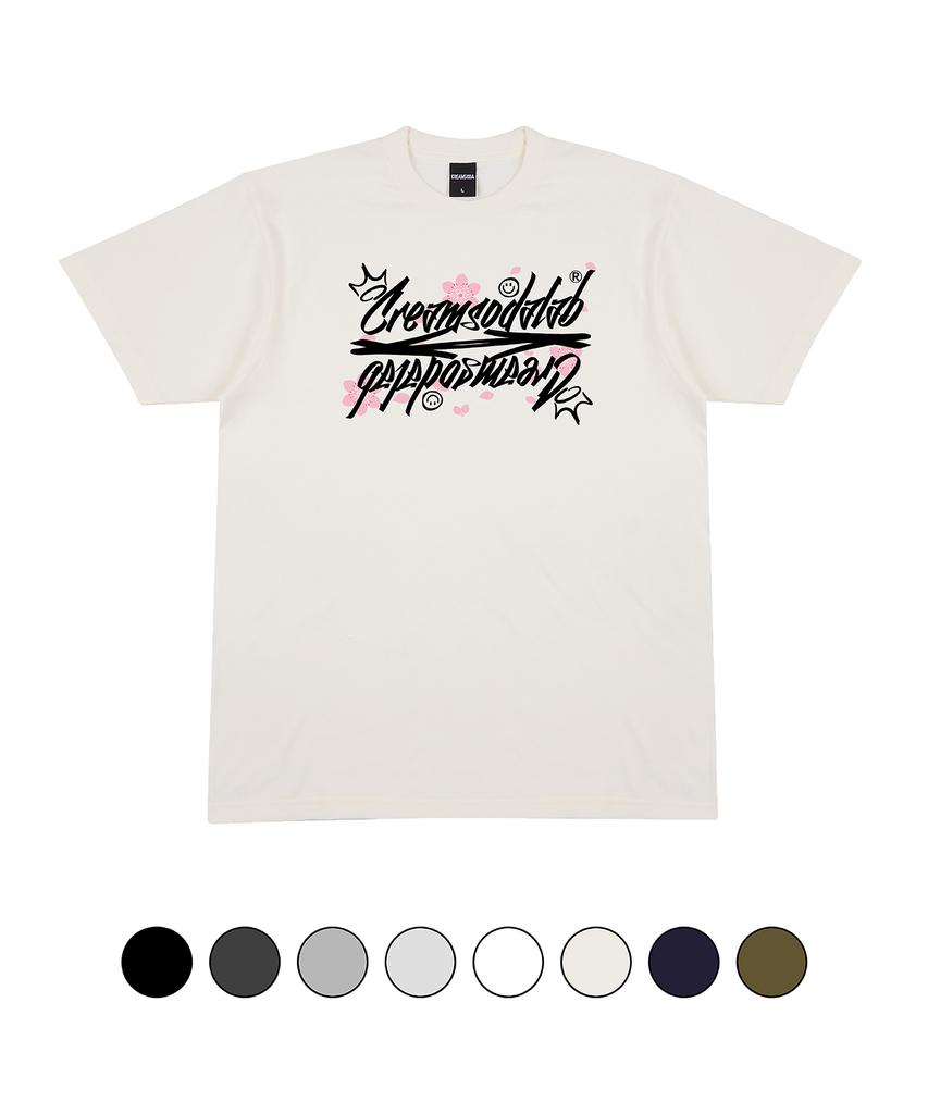 CREAM SODA LAB Crsdel Logo Happiness Spring Short Sleeve T-Shirt (Type A)