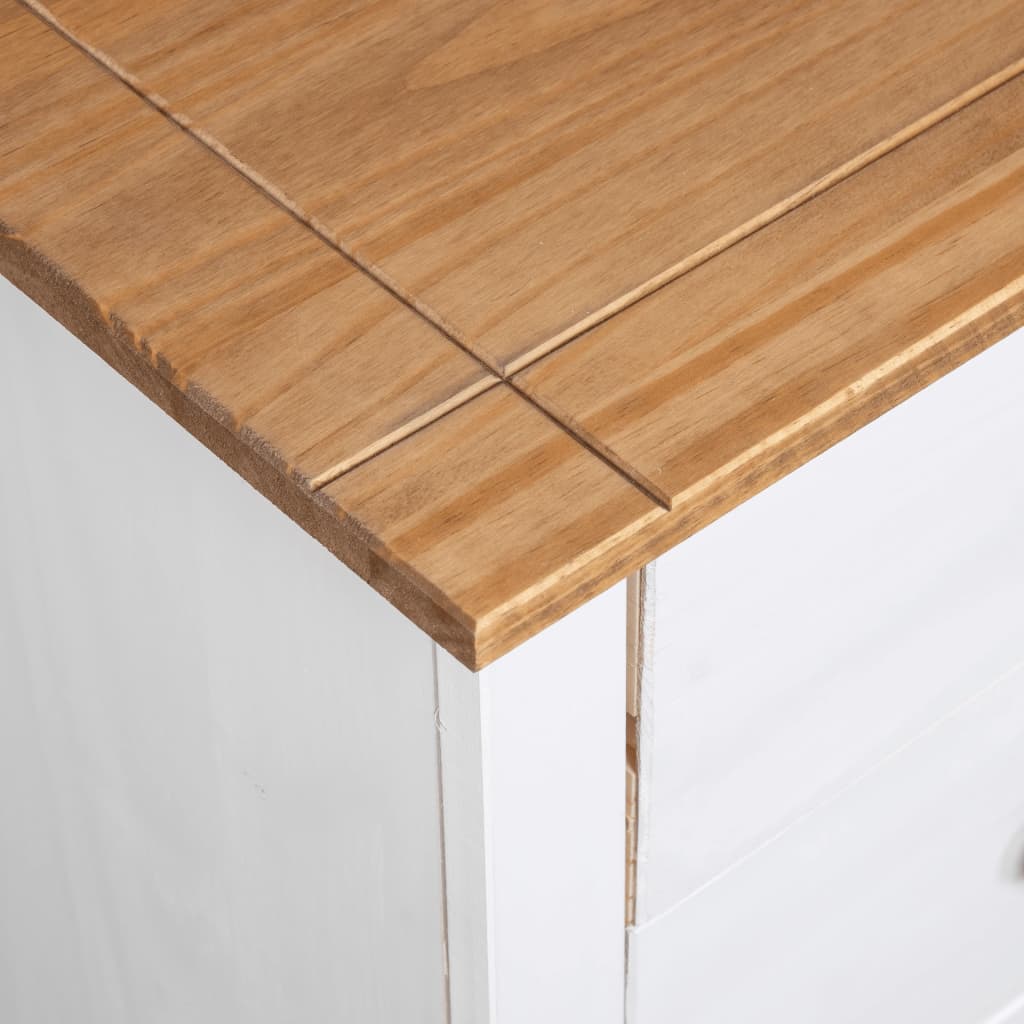 Sideboard in Weiß 46 x 40 x 89 cm Massives Kiefernholz Panama