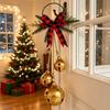 Metal Jingled Bells Christmas Hanging Ornaments Metal Bells Cluster with Tartans Ribbon for Mantels and Entryway Displays