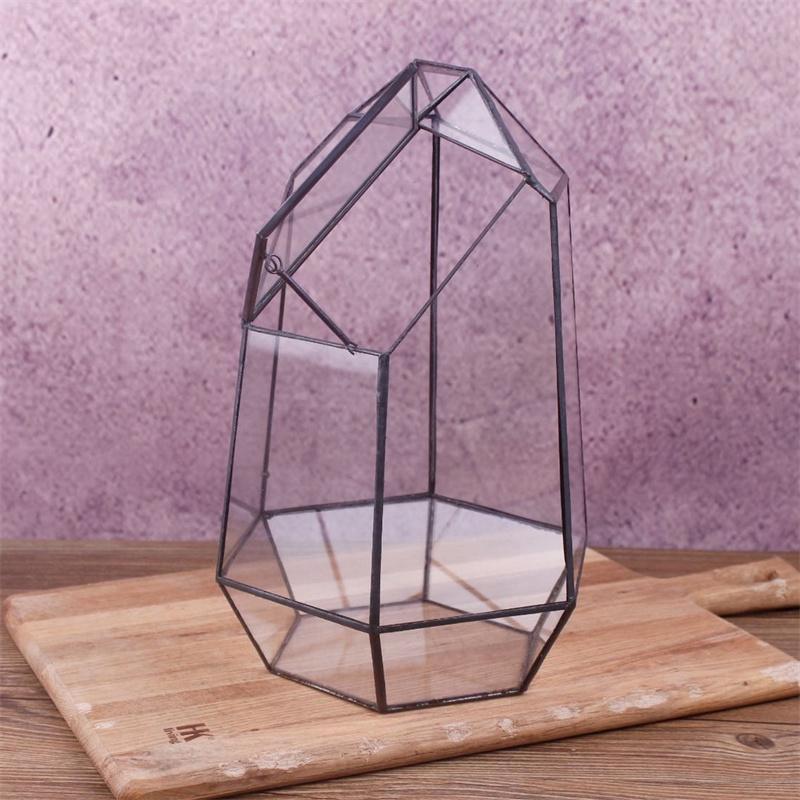 Micro Landscape Ecological Geometric Glass Terrarium with Windows Moss Indoor Plants Greenhouse Vase Container Home Decor