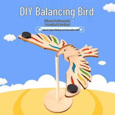 Creative DIY Wooden Balance Bird Science Experiment Toy for Primary Students