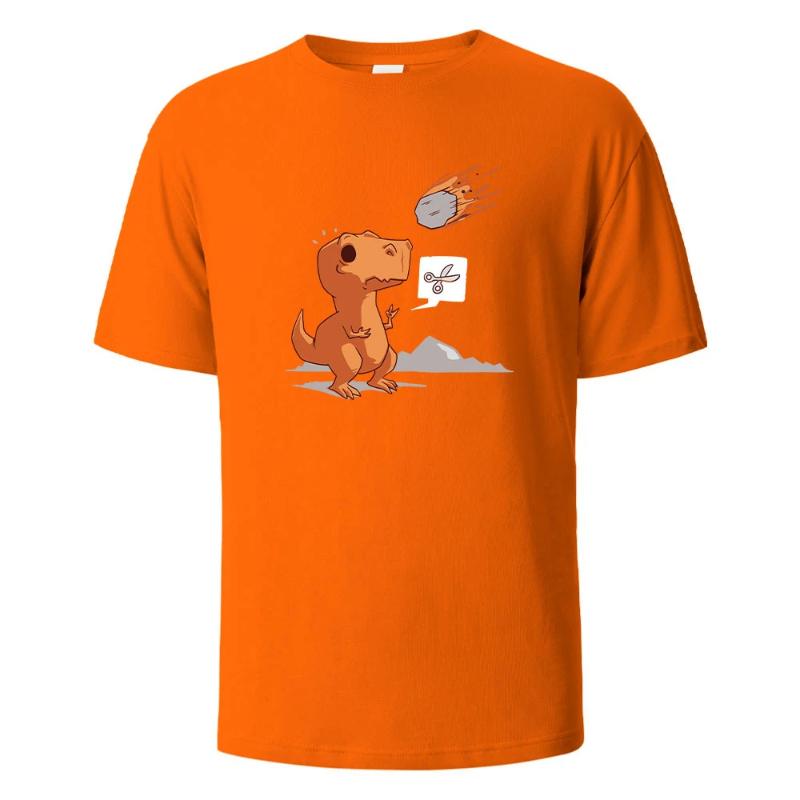 Dinosaurier und Meteorit Aufdruck Streetwear T-Shirt Lässige Kurzarm Oberteile Sommer T-Shirts Für Männer Frauen Baumwolle Rundhals Oversize