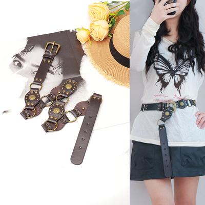 Vintage Belt Female American Heavy Industry Metal Hottie Rivet Corns Splicing Wide Waist Seal Punk Personalized Belt
