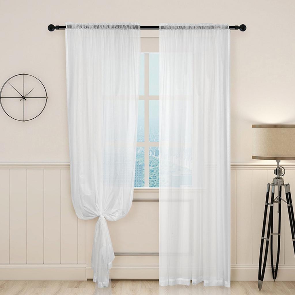 Sheer White Polyester Window Curtains for Light Privacy Protective Home Decoration