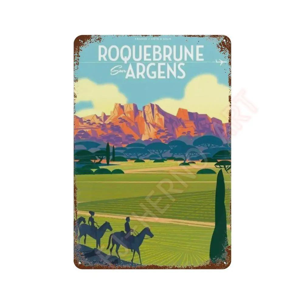 Nordic Travel Poster Aesthetic Vacation Illustration Metal Tin Sign Plaque Wall Mural Plates Home Decoration Kawaii Room Decor