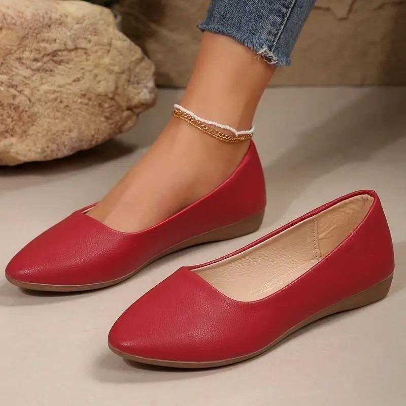 Scarpe casual da donna a punta, a punta piatta, con tacco basso, nuovo stile